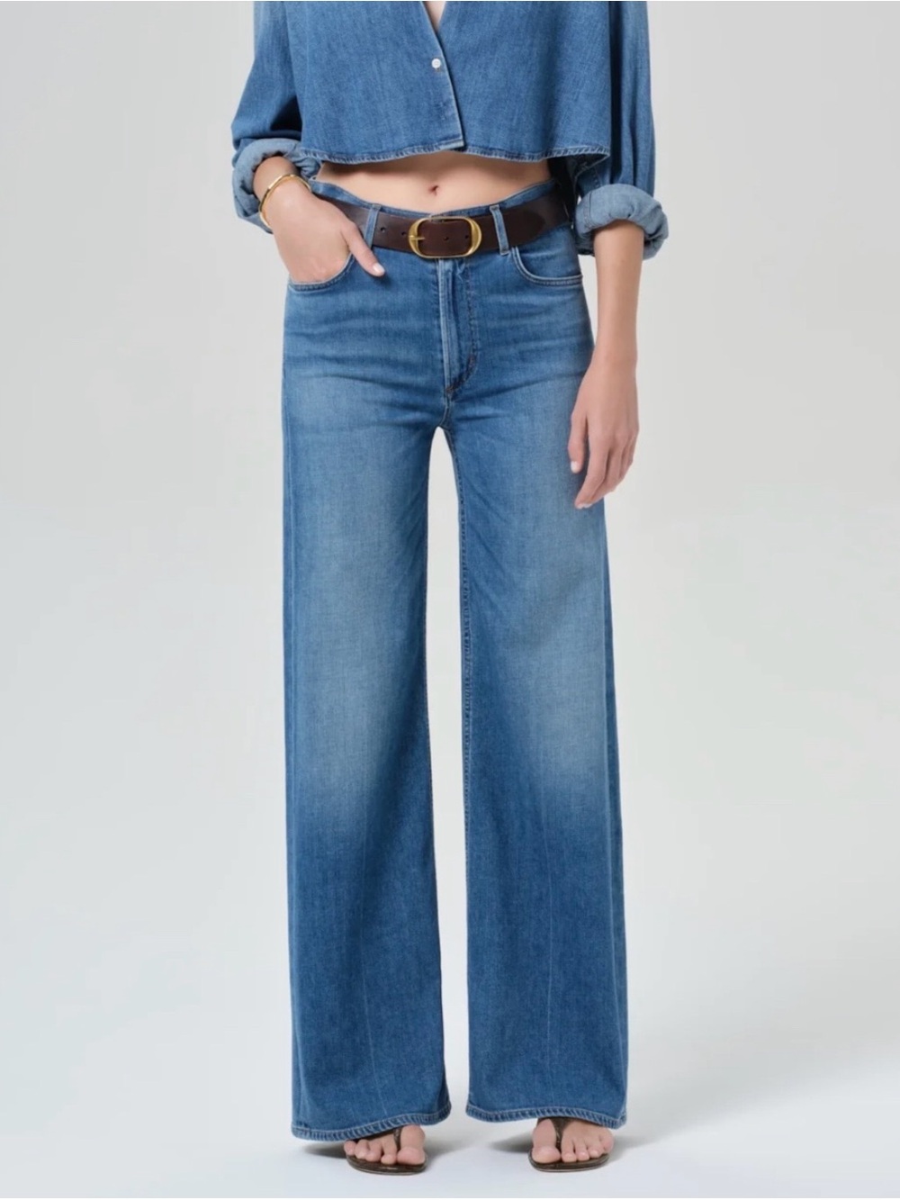 Citizens of Humanity Lyra Long Wide-Leg Jeans Lennox Blue 29